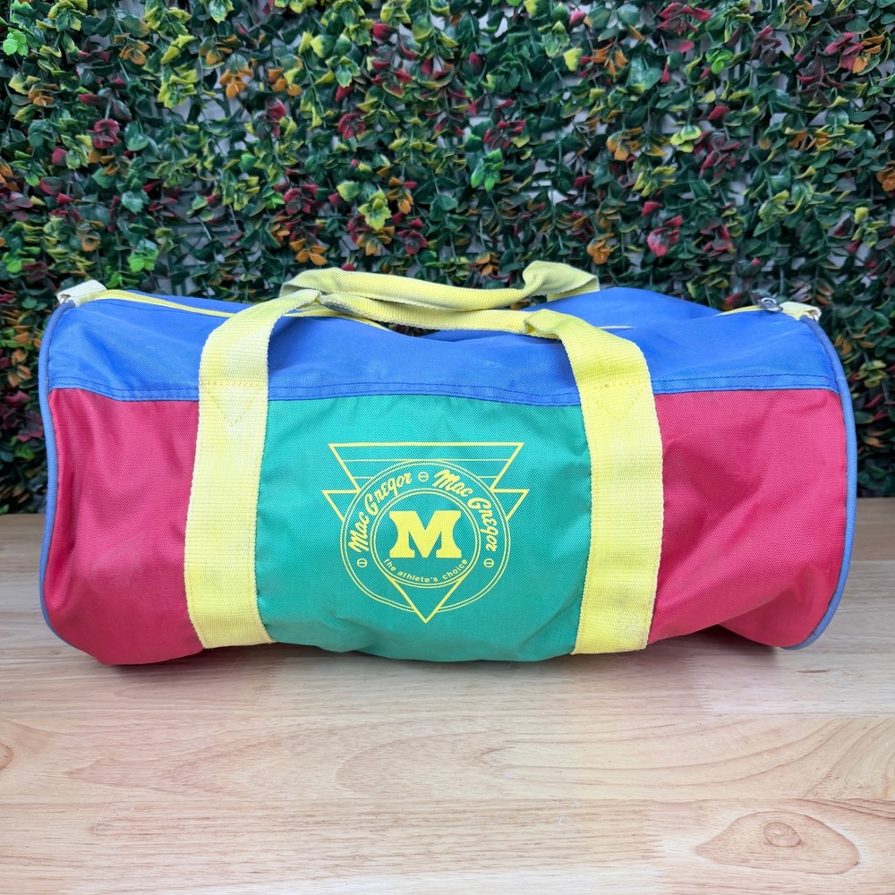 Vintage MacGregor Colorblock Duffel Bag Blue Red Green Yellow Retro Gym Bag